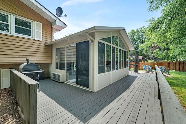 1810 Jana Ln, Morris, IL 60450 - wooden deck featuring a sunroom and grilling area