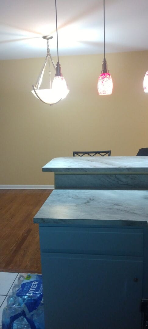 509 Barbara Ct S, University Park, IL 60484 - kitchen with dark wood-style floors and pendant lighting
