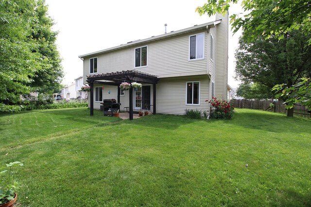 2799 Squaw Valley Trl, Aurora, IL 60503 - back of house featuring a pergola, a patio area, and a chimney
