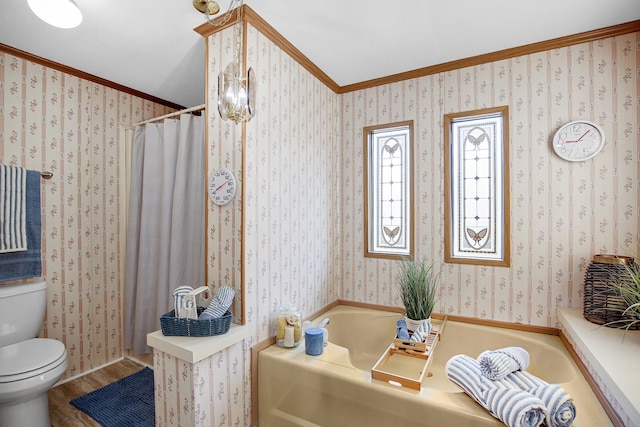 1178 Barry Ln, Sauk Village, IL 60411 - full bath featuring ornamental molding, a garden tub, and wood finished floors
