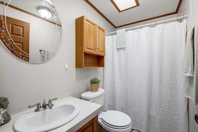 1178 Barry Ln, Sauk Village, IL 60411 - bathroom with vanity, ornamental molding, and curtained shower