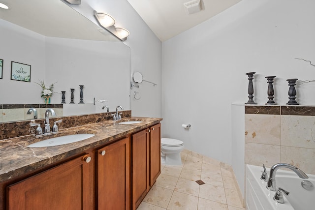 3021 W Armitage Ave Unit 201, Chicago, IL 60647 - full bathroom featuring double vanity, a bath, and tile patterned flooring