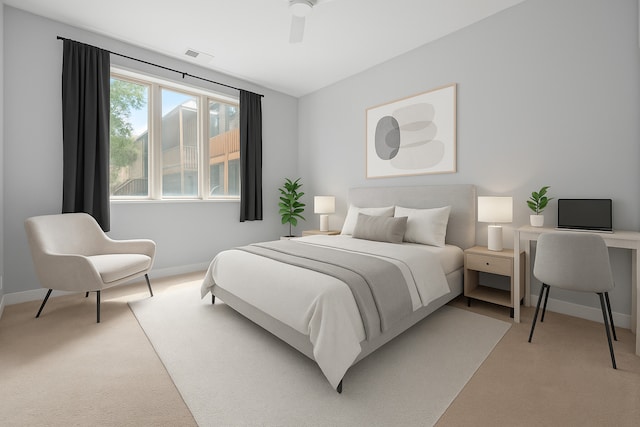 3021 W Armitage Ave Unit 201, Chicago, IL 60647 - bedroom featuring light colored carpet and a ceiling fan