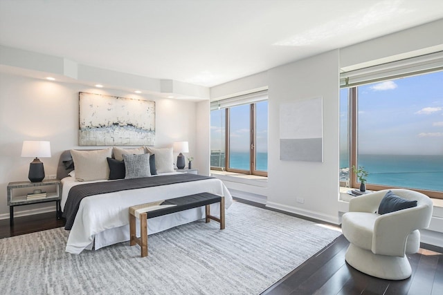 161 E Chicago Ave Unit 49B, Chicago, IL 60611 - bedroom with wood finished floors, a water view, and recessed lighting