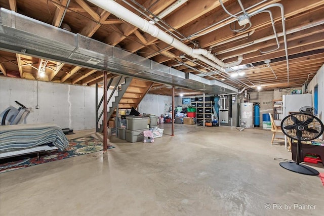 42W412 Sylvan Ln, Saint Charles, IL 60175 - unfinished basement featuring water heater and stairway