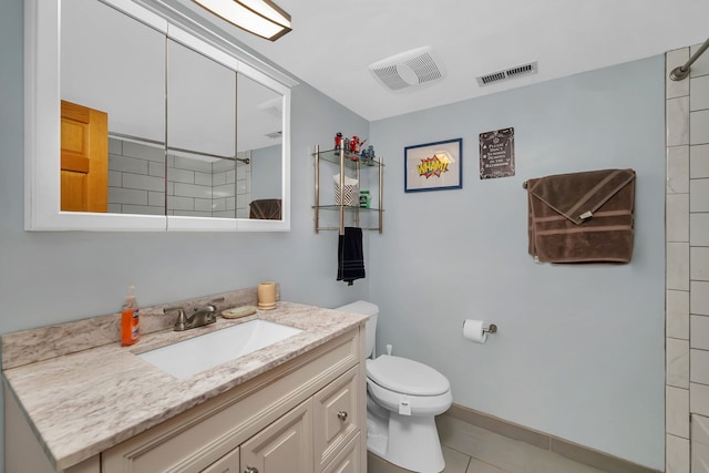 9535 S Mayfield Ave Unit 203, Oak Lawn, IL 60453 - bathroom featuring vanity, a tile shower, and tile patterned flooring
