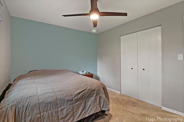 1113 Rolling Lane Rd, Johnsburg, IL 60051 - bedroom featuring carpet, a closet, and ceiling fan