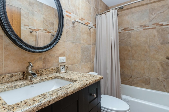 13707 W Carefree Dr, Homer Glen, IL 60491 - full bathroom with shower / tub combo, vanity, and tile walls