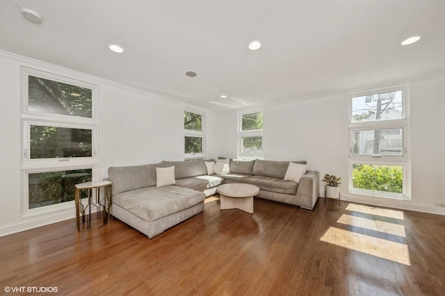 1719 N Halsted St Unit C, Chicago, IL 60614 - living area featuring wood finished floors, ornamental molding, and recessed lighting