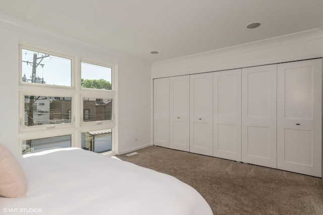 1719 N Halsted St Unit C, Chicago, IL 60614 - bedroom with crown molding, carpet, and a closet
