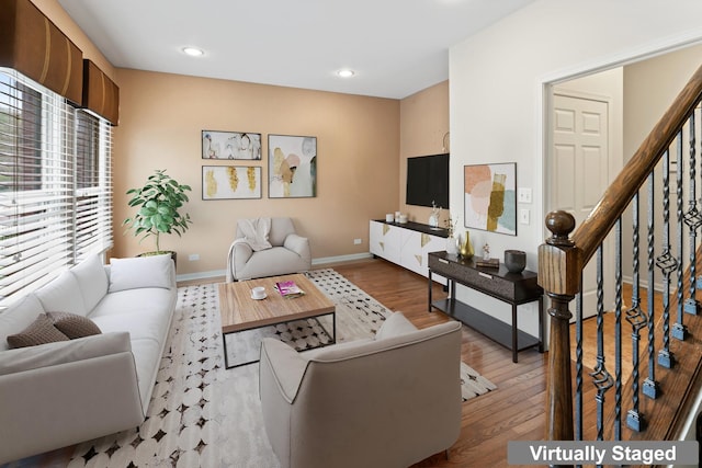 319 W Wood St Unit 18, Palatine, IL 60067 - living area with wood finished floors, recessed lighting, and stairs