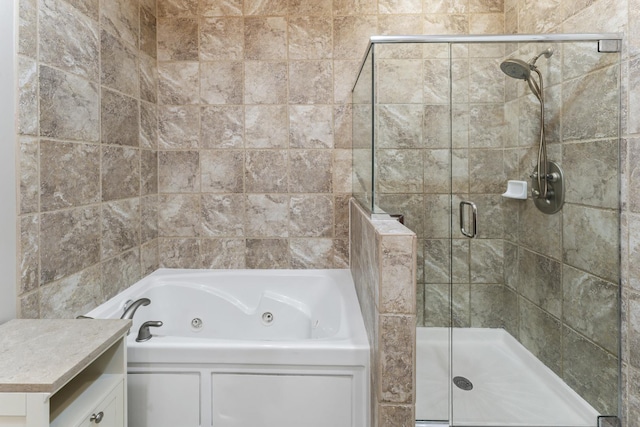 319 W Wood St Unit 18, Palatine, IL 60067 - full bathroom featuring a jetted tub and a stall shower