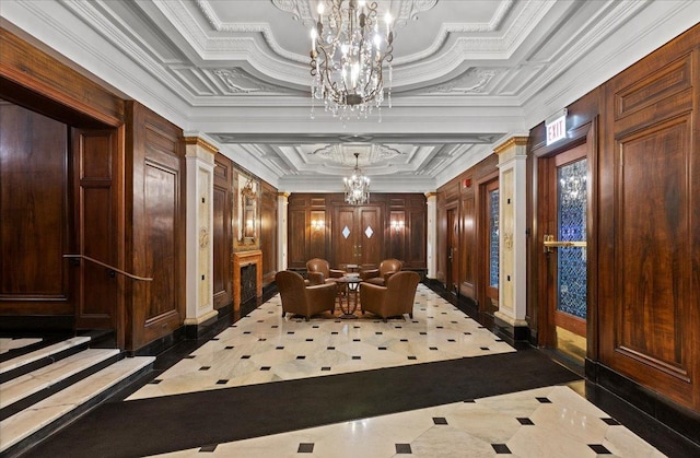 5510 N Sheridan Rd Unit 17A, Chicago, IL 60640 - common area with ornamental molding and coffered ceiling