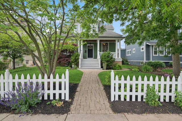 625 Park Ave, Wilmette, IL 60091 - view of front of home featuring covered porch and a fenced front yard