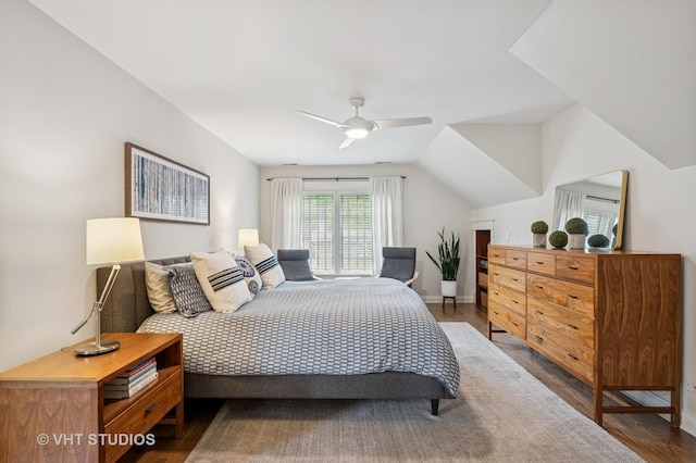625 Park Ave, Wilmette, IL 60091 - bedroom with wood finished floors, ceiling fan, and vaulted ceiling
