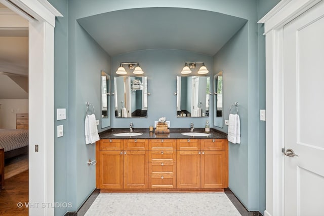 625 Park Ave, Wilmette, IL 60091 - ensuite bathroom with double vanity and lofted ceiling