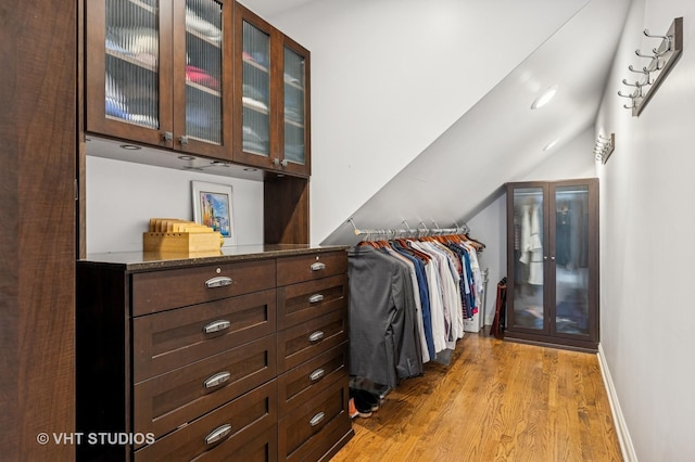 625 Park Ave, Wilmette, IL 60091 - spacious closet with light wood-style floors and vaulted ceiling