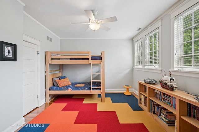 625 Park Ave, Wilmette, IL 60091 - bedroom featuring crown molding and ceiling fan