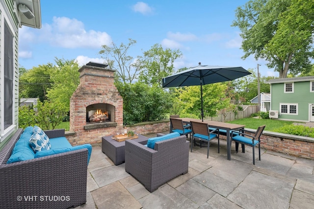 625 Park Ave, Wilmette, IL 60091 - view of patio featuring outdoor dining area and an outdoor living space with a fireplace