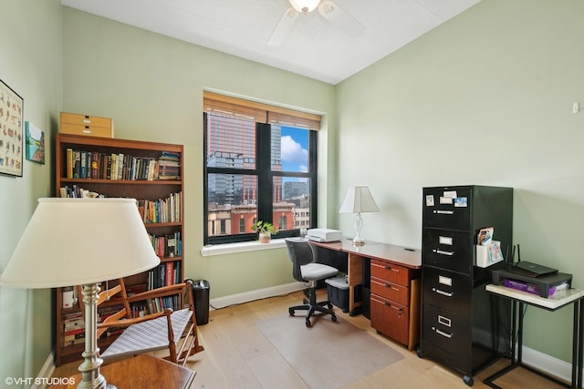 1301 W Washington Blvd Unit 509, Chicago, IL 60607 - office area with light wood finished floors and ceiling fan