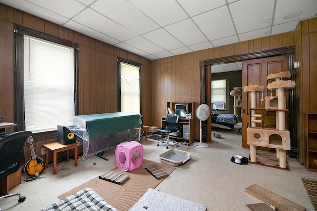 125 S Main St, Clifton, IL 60927 - office space featuring plenty of natural light, carpet, wooden walls, cooling unit, and a drop ceiling