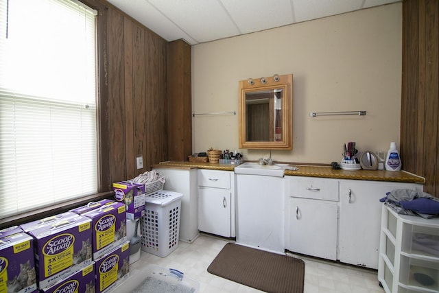 125 S Main St, Clifton, IL 60927 - bathroom featuring tile patterned floors, vanity, and a drop ceiling