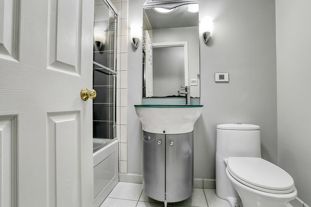 15005 131st St, Lemont, IL 60439 - full bath featuring tile patterned floors, vanity, shower / bath combination with glass door, and toilet