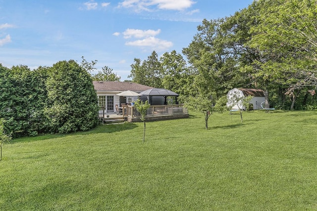 15005 131st St, Lemont, IL 60439 - view of grassy yard featuring a gazebo and a deck