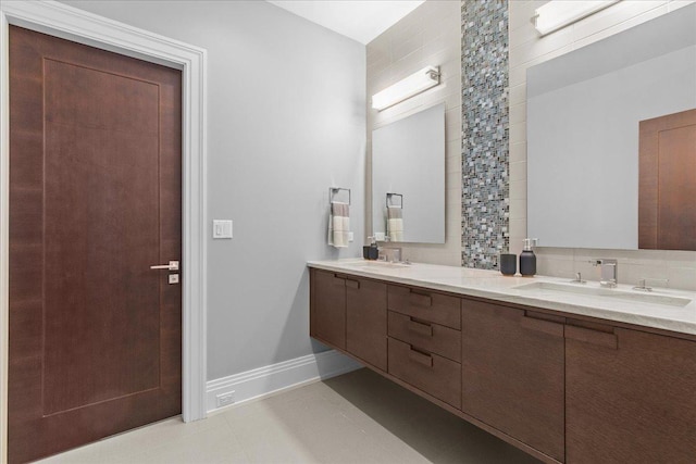 326 Country Ln, Glenview, IL 60025 - full bathroom featuring double vanity and tile patterned floors