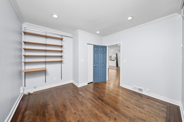 3100 N Newcastle Ave, Chicago, IL 60634 - unfurnished room featuring crown molding, wood finished floors, and recessed lighting