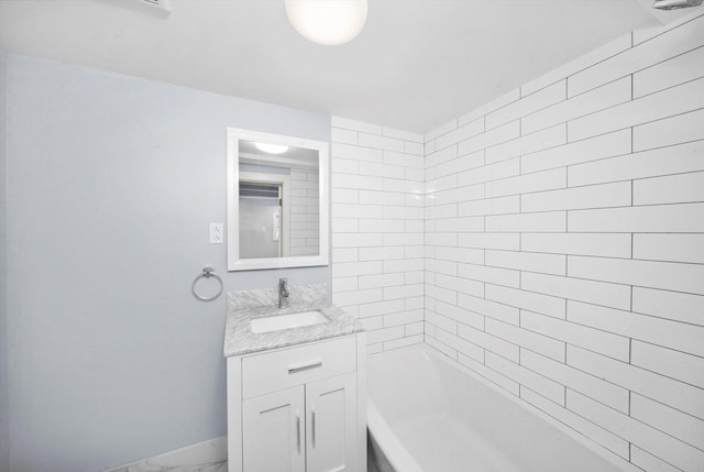 3100 N Newcastle Ave, Chicago, IL 60634 - bathroom featuring vanity, shower / bathtub combination, and marble look tile flooring