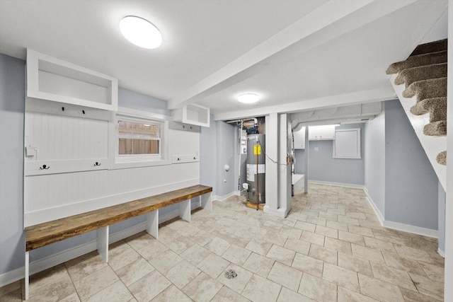 3100 N Newcastle Ave, Chicago, IL 60634 - finished below grade area featuring stairway and gas water heater