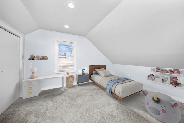 3100 N Newcastle Ave, Chicago, IL 60634 - bedroom featuring vaulted ceiling and carpet floors