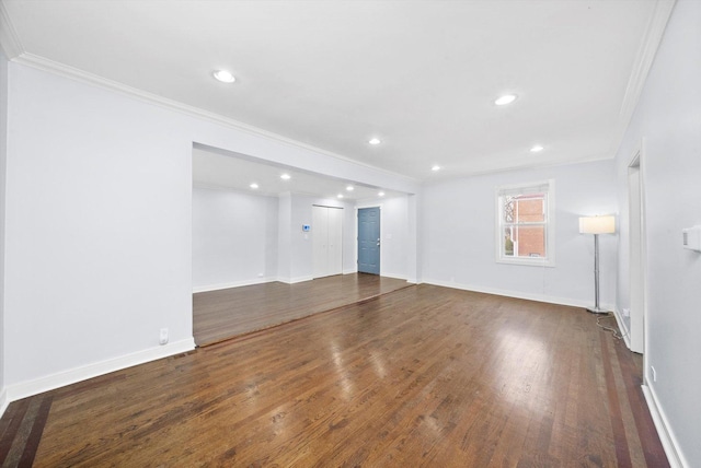 3100 N Newcastle Ave, Chicago, IL 60634 - empty room with ornamental molding, wood finished floors, and recessed lighting