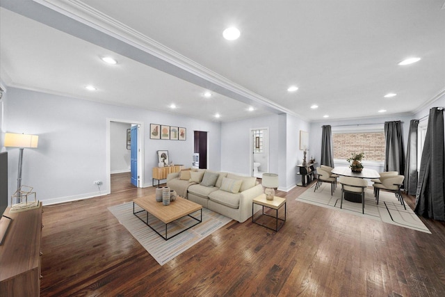 3100 N Newcastle Ave, Chicago, IL 60634 - living area featuring crown molding, wood finished floors, and recessed lighting