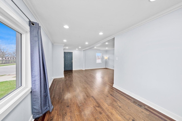 3100 N Newcastle Ave, Chicago, IL 60634 - spare room with ornamental molding, recessed lighting, and wood finished floors