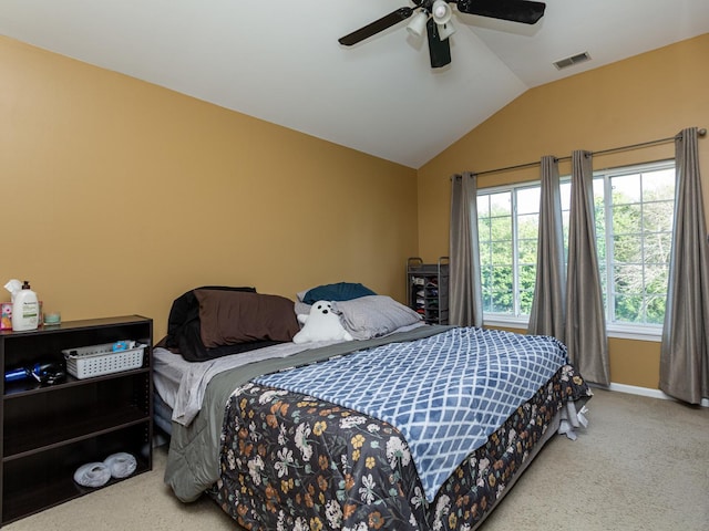 7367 Grandview Ct Unit 7367, Carpentersville, IL 60110 - bedroom with carpet, vaulted ceiling, and ceiling fan