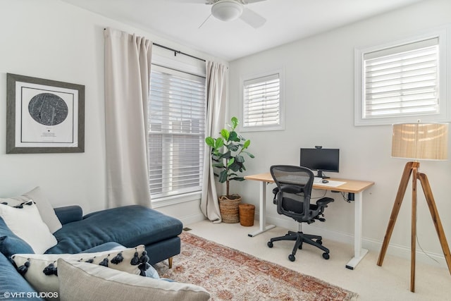 3019 W Cornelia Ave, Chicago, IL 60618 - carpeted office space featuring a ceiling fan and baseboards
