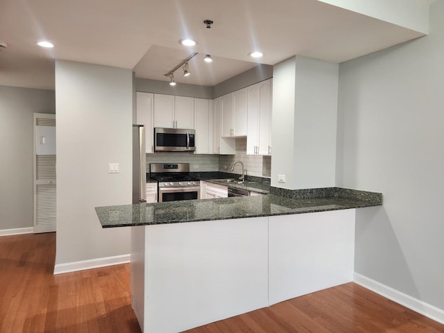 1250 S Michigan Ave Unit 703, Chicago, IL 60605 - kitchen with stainless steel appliances, dark stone countertops, and wood finished floors