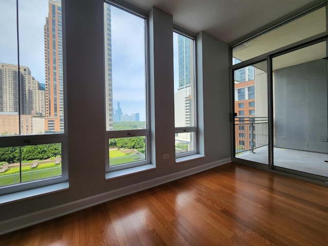 1250 S Michigan Ave Unit 703, Chicago, IL 60605 - empty room featuring a view of skyline and wood finished floors