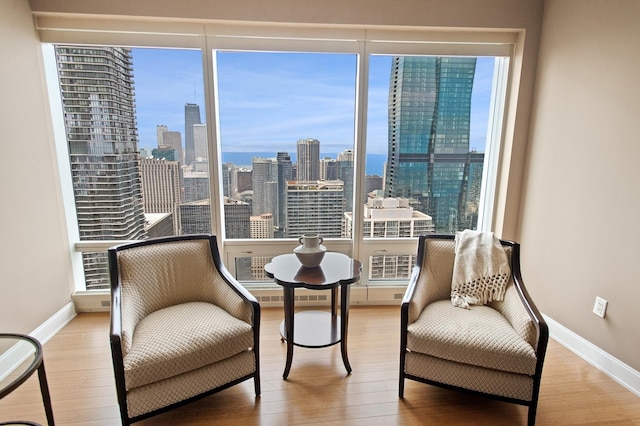 340 E Randolph St Unit 5504, Chicago, IL 60601 - sitting room featuring wood finished floors and a view of skyline