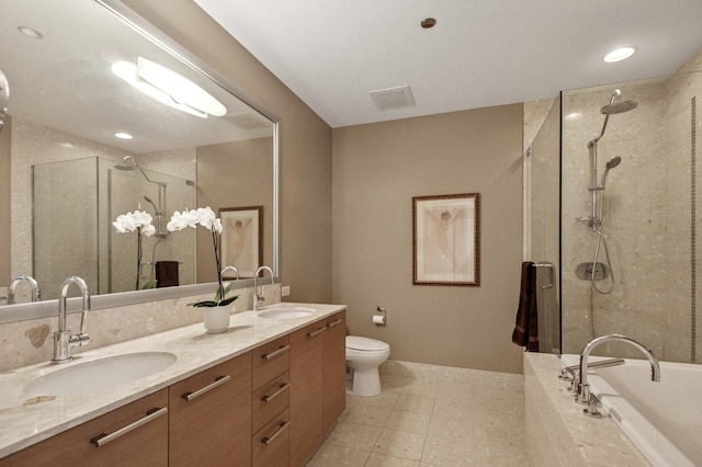 340 E Randolph St Unit 5504, Chicago, IL 60601 - bathroom with double vanity, a shower stall, and a bath