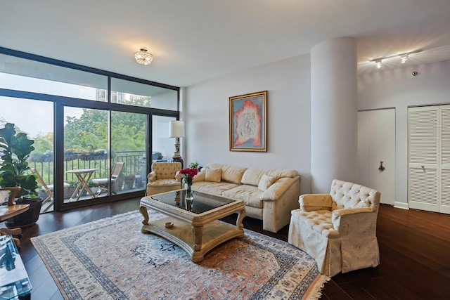 1322 S Prairie Ave Unit 406, Chicago, IL 60605 - living area with expansive windows and dark wood-type flooring