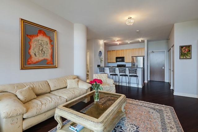 1322 S Prairie Ave Unit 406, Chicago, IL 60605 - living area featuring dark wood finished floors and baseboards