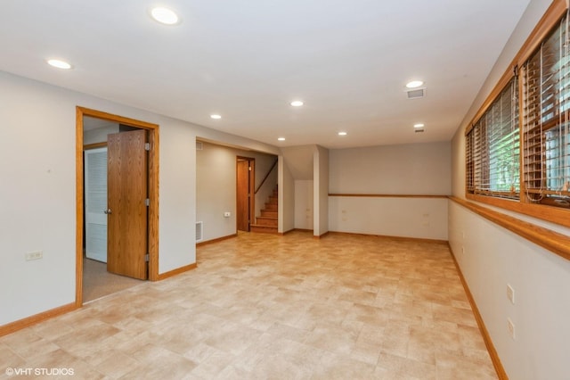 25W251 Highview Dr, Naperville, IL 60563 - spare room featuring stairs and recessed lighting
