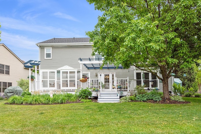 1860 Haverford Dr, Algonquin, IL 60102 - back of property with a deck, a lawn, and a pergola