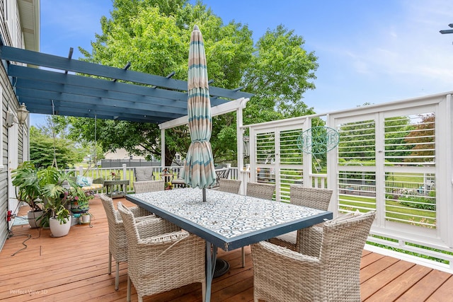 1860 Haverford Dr, Algonquin, IL 60102 - wooden terrace with outdoor dining space and a pergola