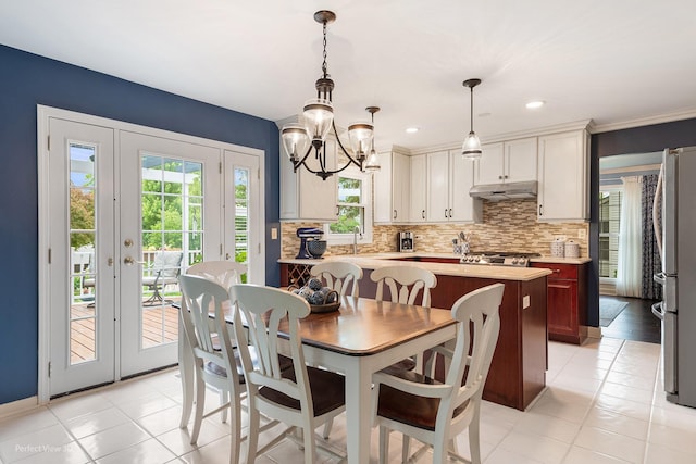 1860 Haverford Dr, Algonquin, IL 60102 - dining space with a chandelier, light tile patterned flooring, and recessed lighting