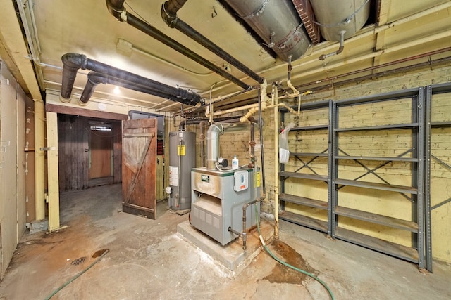 5010 N California Ave, Chicago, IL 60625 - unfinished basement featuring water heater and a heating unit