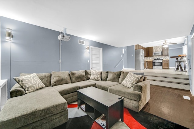 17804 Pebblewood Ln, Hazel Crest, IL 60429 - living room with a ceiling fan